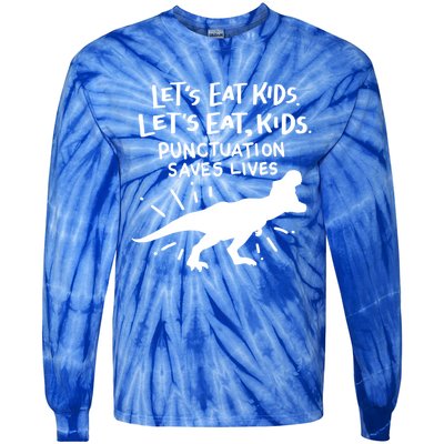 Funny Punctuation Of English Lets Eat Kids Grammar Gift Tie-Dye Long Sleeve Shirt