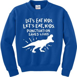 Funny Punctuation Of English Lets Eat Kids Grammar Gift Kids Sweatshirt