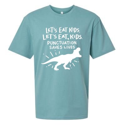 Funny Punctuation Of English Lets Eat Kids Grammar Gift Sueded Cloud Jersey T-Shirt