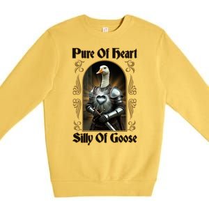 Funny Pure Of Heart Silly Of Goose Sir Goose In Knight Armor Premium Crewneck Sweatshirt