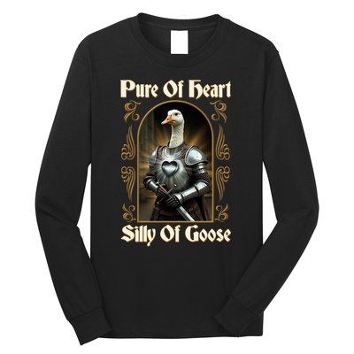 Funny Pure Of Heart Silly Of Goose Sir Goose In Knight Armor Long Sleeve Shirt