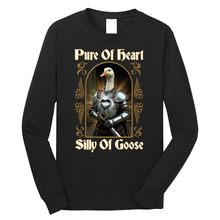 Funny Pure Of Heart Silly Of Goose Sir Goose In Knight Armor Long Sleeve Shirt