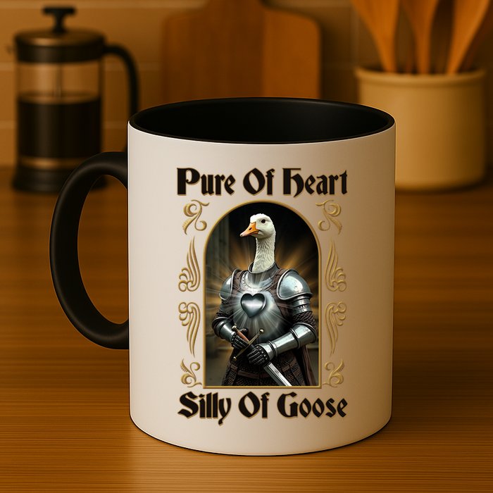 Funny Pure Of Heart Silly Of Goose Sir Goose In Knight Armor Mug