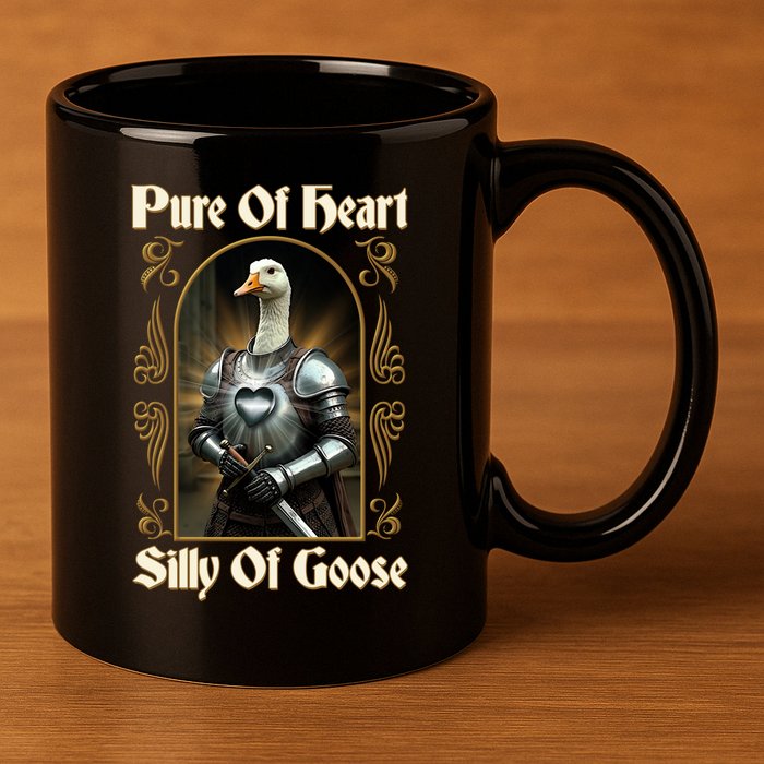 Funny Pure Of Heart Silly Of Goose Sir Goose In Knight Armor 11oz C Handle Ceramic Mug