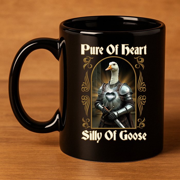 Funny Pure Of Heart Silly Of Goose Sir Goose In Knight Armor 11oz C Handle Ceramic Mug