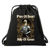 Funny Pure Of Heart Silly Of Goose Sir Goose In Knight Armor Drawstring Bag