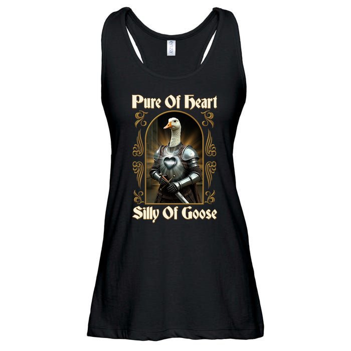 Funny Pure Of Heart Silly Of Goose Sir Goose In Knight Armor Ladies Essential Flowy Tank