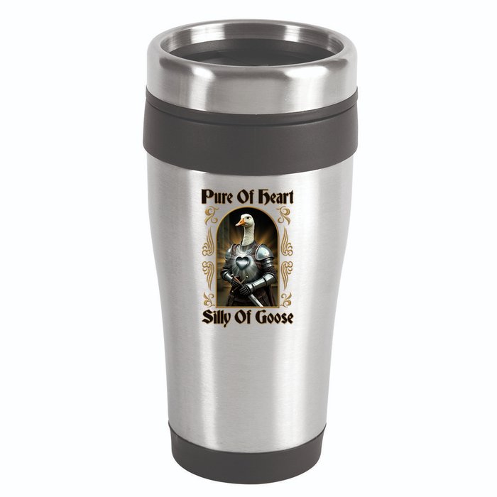 Funny Pure Of Heart Silly Of Goose Sir Goose In Knight Armor 16oz Travel Tumbler