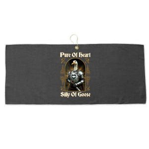 Funny Pure Of Heart Silly Of Goose Sir Goose In Knight Armor Large Microfiber Waffle Golf Towel