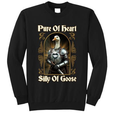 Funny Pure Of Heart Silly Of Goose Sir Goose In Knight Armor Tall Sweatshirt