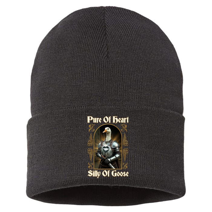Funny Pure Of Heart Silly Of Goose Sir Goose In Knight Armor Sustainable Knit Beanie