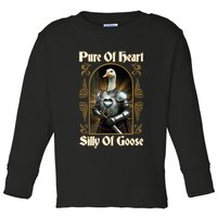 Funny Pure Of Heart Silly Of Goose Sir Goose In Knight Armor Toddler Long Sleeve Shirt