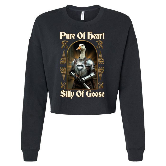 Funny Pure Of Heart Silly Of Goose Sir Goose In Knight Armor Cropped Pullover Crew