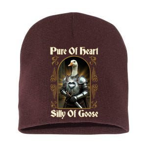 Funny Pure Of Heart Silly Of Goose Sir Goose In Knight Armor Short Acrylic Beanie