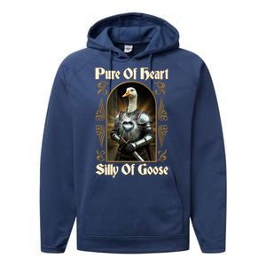 Funny Pure Of Heart Silly Of Goose Sir Goose In Knight Armor Performance Fleece Hoodie