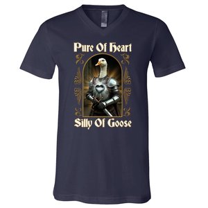 Funny Pure Of Heart Silly Of Goose Sir Goose In Knight Armor V-Neck T-Shirt