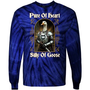 Funny Pure Of Heart Silly Of Goose Sir Goose In Knight Armor Tie-Dye Long Sleeve Shirt