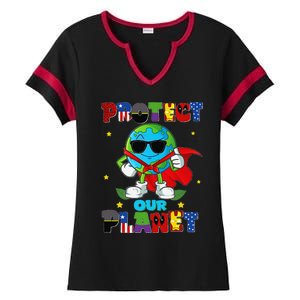 Funny Protect Our Planet Cute Earthday Teacher Cute Ladies Halftime Notch Neck Tee