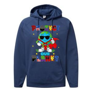 Funny Protect Our Planet Cute Earthday Teacher Cute Performance Fleece Hoodie