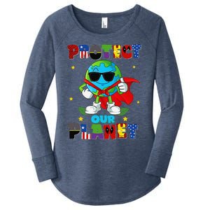 Funny Protect Our Planet Cute Earthday Teacher Cute Women's Perfect Tri Tunic Long Sleeve Shirt