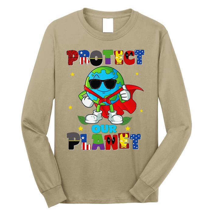 Funny Protect Our Planet Cute Earthday Teacher Cute Long Sleeve Shirt