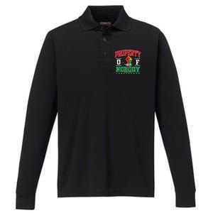 Freedom Property Of Nobody Juneteenth Black History 1865 Performance Long Sleeve Polo