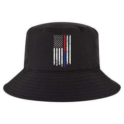 Firefighter Police Officer Red & Blue Line Flag Cool Comfort Performance Bucket Hat
