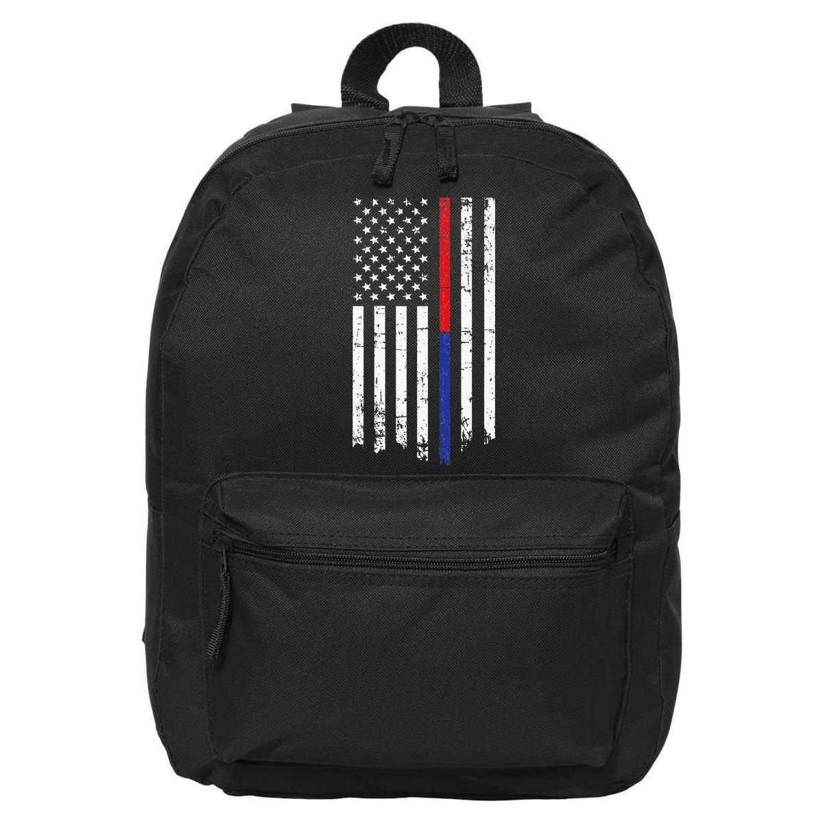 Firefighter Police Officer Red & Blue Line Flag 16 in Basic Backpack