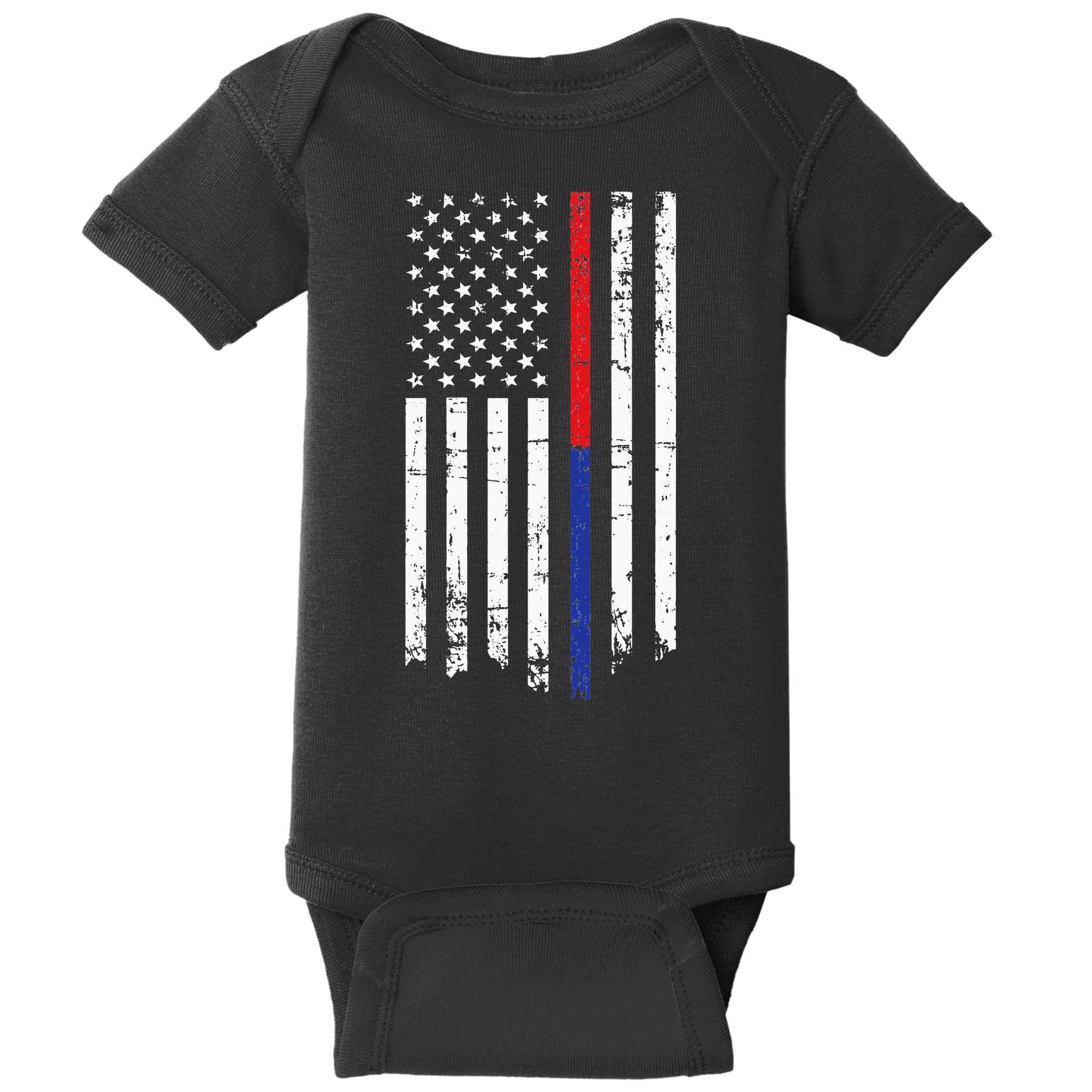Firefighter Police Officer Red & Blue Line Flag Baby Bodysuit