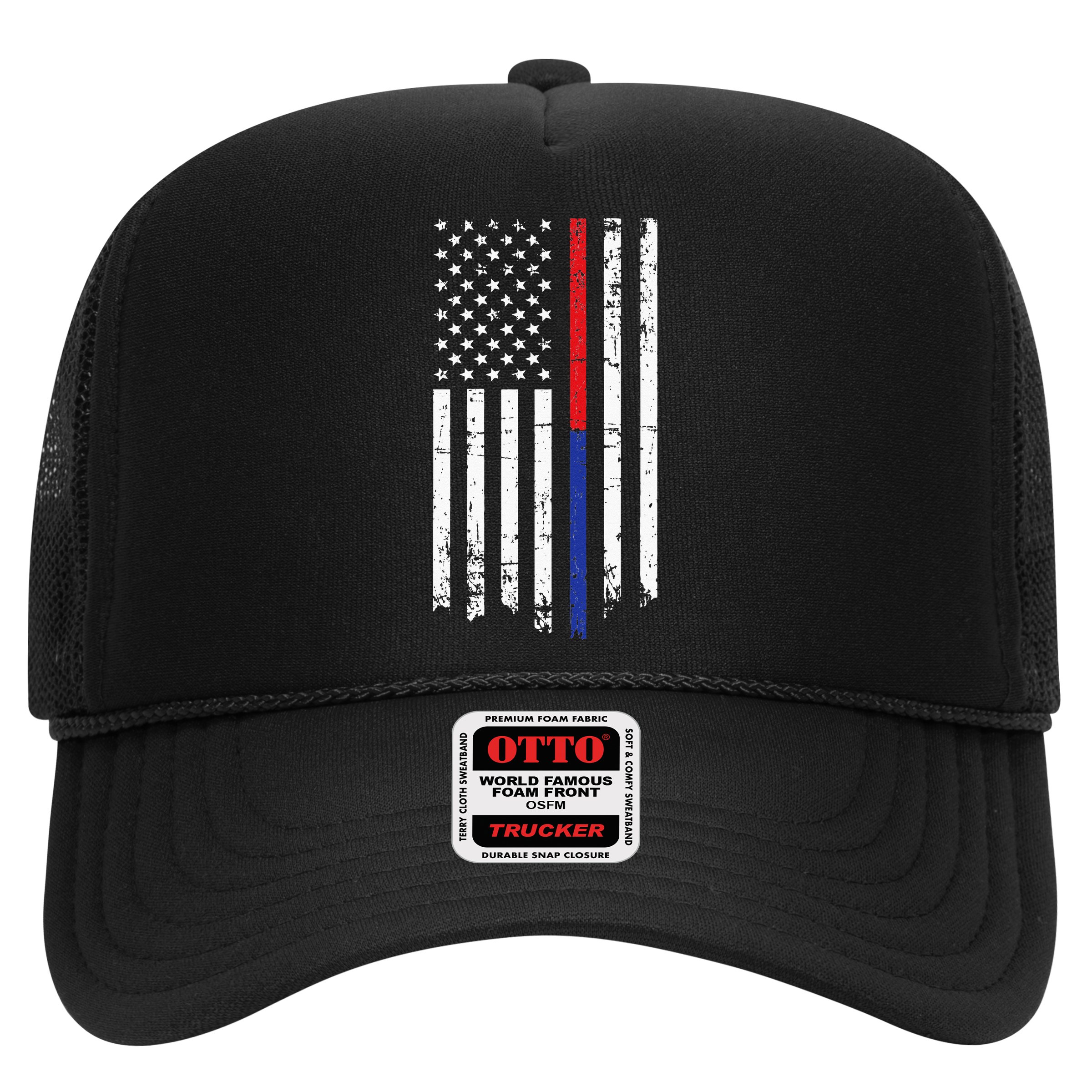 Firefighter Police Officer Red & Blue Line Flag Hat