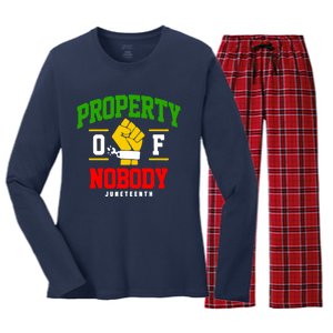 Funny Property Of Nobody Juneteenth 1865 Women's Long Sleeve Flannel Pajama Set 