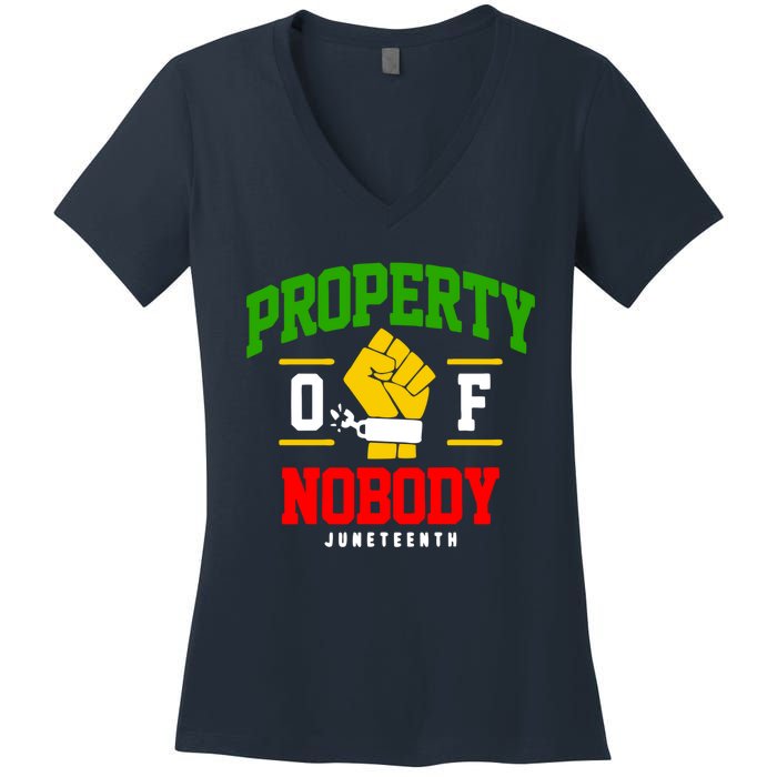 Funny Property Of Nobody Juneteenth 1865 Women's V-Neck T-Shirt