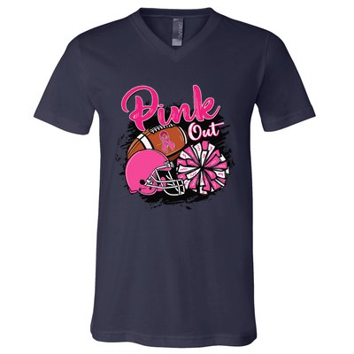 Football P.Ink Out Breast Cancer Awareness Game Day Gift V-Neck T-Shirt