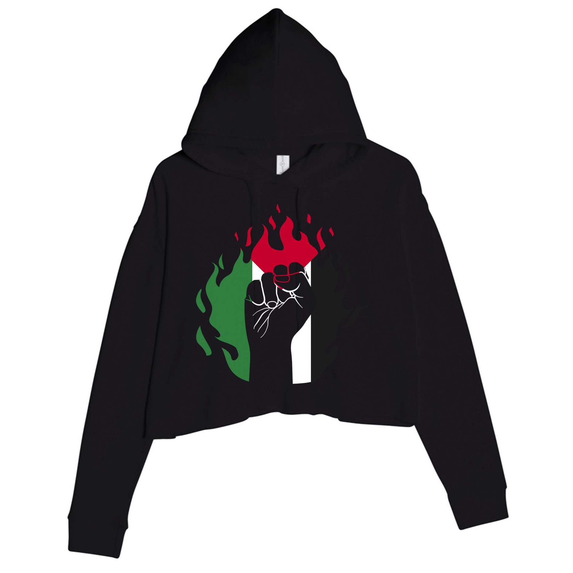 Free Palestine Palestine Flag Crop Fleece Hoodie