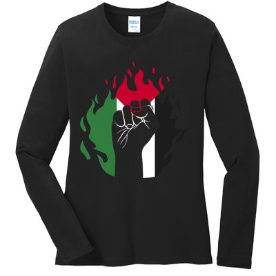 Free Palestine Palestine Flag Ladies Long Sleeve Shirt