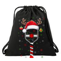 Funny Pickleball Player Christmas Holiday Reindeer Xmas Drawstring Bag