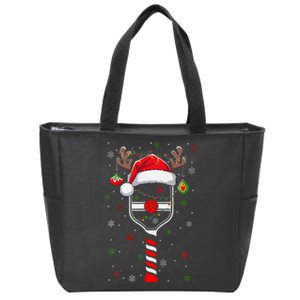 Funny Pickleball Player Christmas Holiday Reindeer Xmas Zip Tote Bag