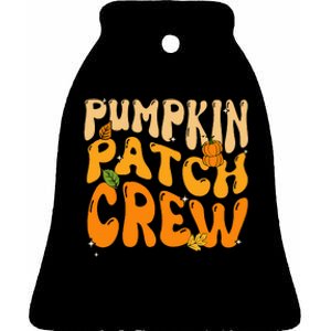 Funky Pumpkin Patch Crew for a Retro Autumn Vibe Ceramic Bell Ornament