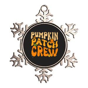 Funky Pumpkin Patch Crew for a Retro Autumn Vibe Metallic Star Ornament