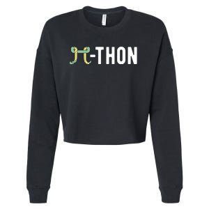 Funny Python Pi Math Teacher Snake Python Pithon Pi Symbol Gift Cropped Pullover Crew