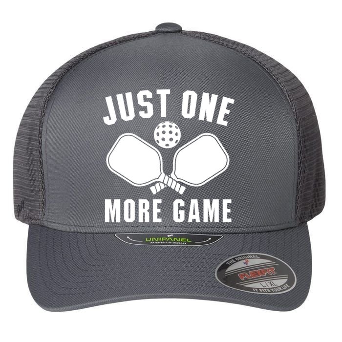 Funny Pickleball Player Just One More Game Pickleballers Best Gift Flexfit Unipanel Trucker Cap