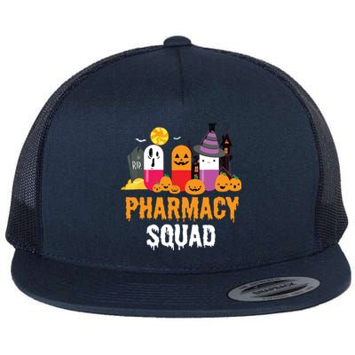 Funny Pills Pharmacist Costume Halloween Pharmacy Squad Flat Bill Trucker Hat