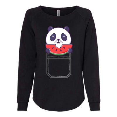 Funny Pocket Panda Melon Peeking Out Cute Panda Melon Gift Womens California Wash Sweatshirt