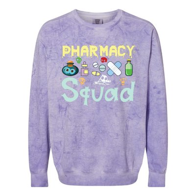 Funny Pills Pharmacist Pharmacy Squad Halloween Costume Colorblast Crewneck Sweatshirt