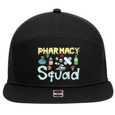 Funny Pills Pharmacist Pharmacy Squad Halloween Costume 7 Panel Mesh Trucker Snapback Hat