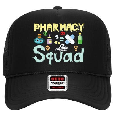 Funny Pills Pharmacist Pharmacy Squad Halloween Costume High Crown Mesh Back Trucker Hat