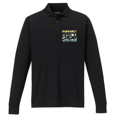 Funny Pills Pharmacist Pharmacy Squad Halloween Costume Performance Long Sleeve Polo