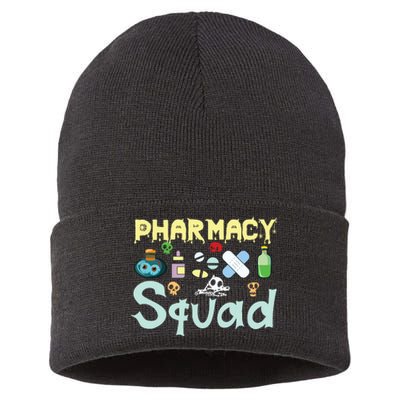 Funny Pills Pharmacist Pharmacy Squad Halloween Costume Sustainable Knit Beanie