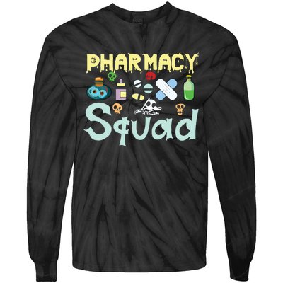 Funny Pills Pharmacist Pharmacy Squad Halloween Costume Tie-Dye Long Sleeve Shirt