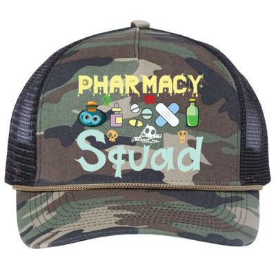 Funny Pills Pharmacist Pharmacy Squad Halloween Costume Retro Rope Trucker Hat Cap